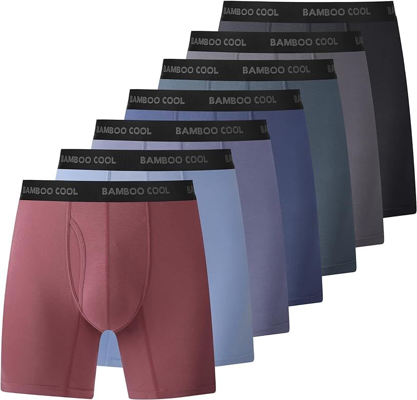 BAMBOO COOL Men’s Underwear Boxer Briefs 7-Pack Breathable and Soft Bamboo Viscose with Fly Und... | Amazon (US)