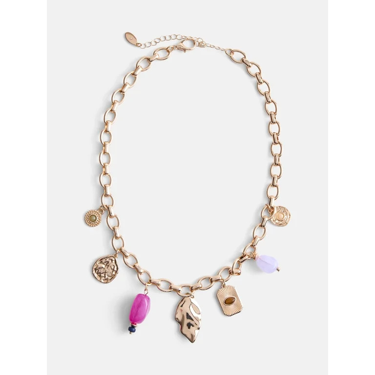 Scenario Women's Gold-Tone Multi-Charm Necklace | Walmart (US)