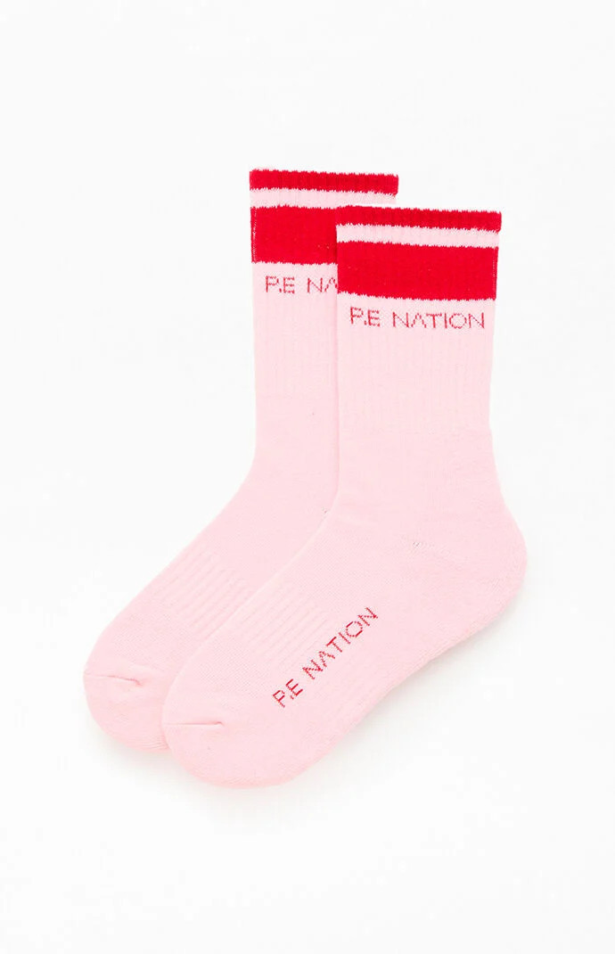 PE NATION Homage Crew Socks in Pink | PacSun