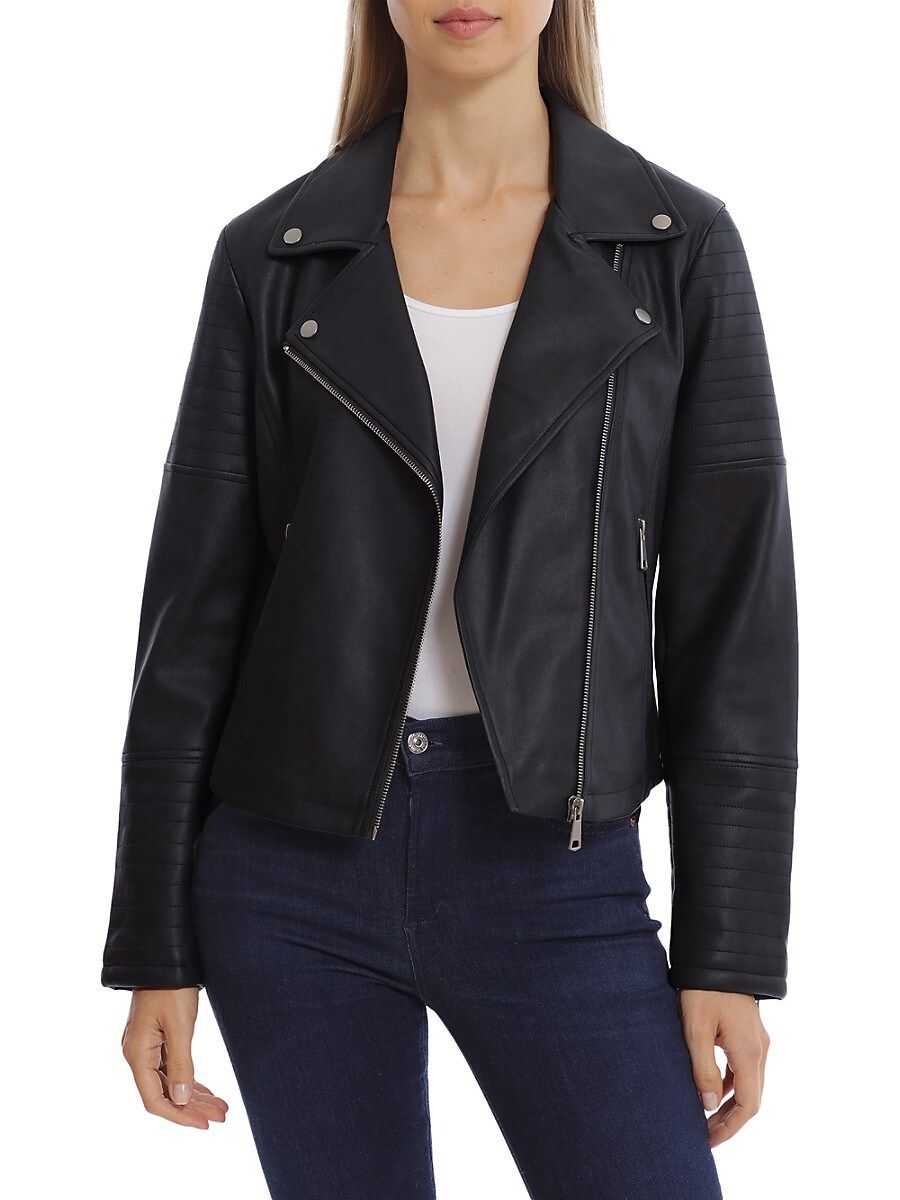 Avec Les Filles Women's Faux Leather Moto Jacket - Black - Size XS | Saks Fifth Avenue OFF 5TH