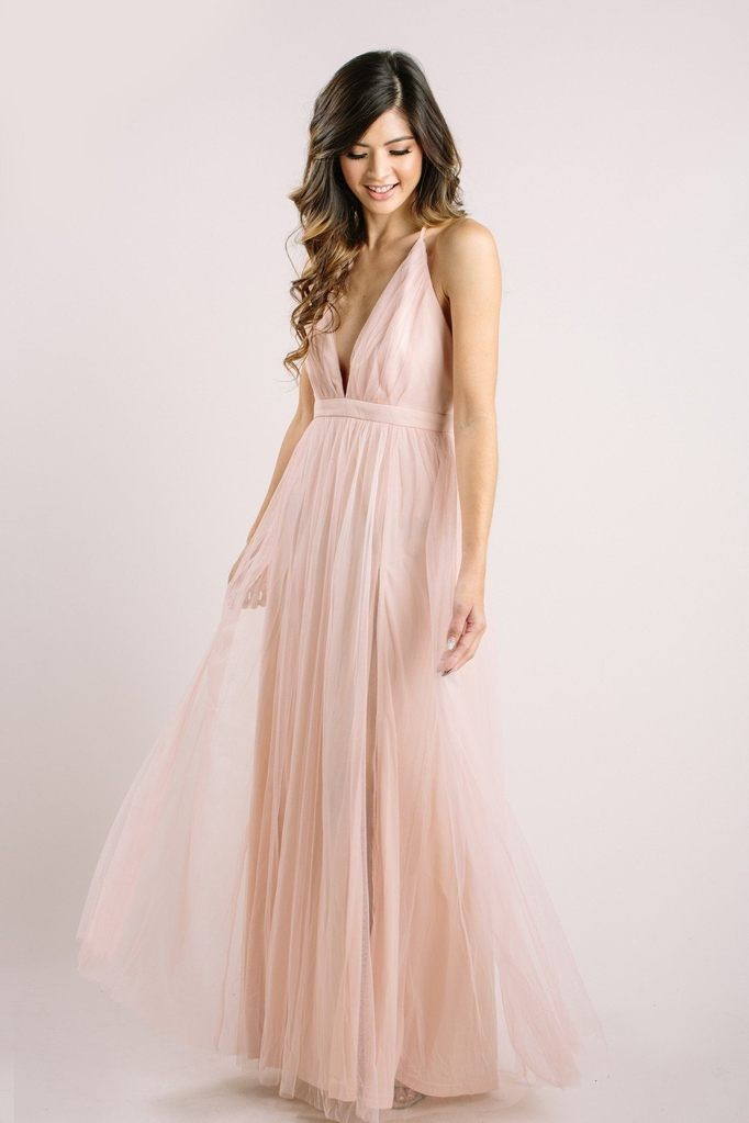 Arabella Blush Tulle Maxi Dress | Morning Lavender
