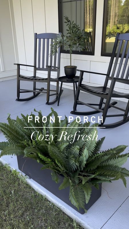 All the links to our front porch refresh!  These under $100 Walmart rocking chairs have been a hit! Still need to add some of my outdoor pillows once I dig them out of the garage. 🤣  Also love all the faux plants for this season of life. No shame here!!

#LTKVideo #LTKfindsunder100 #LTKhome