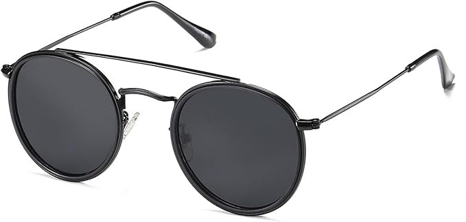 SOJOS Small Retro Round Polarized Sunglasses UV400 Double Bridge Sunnies SUNSET SJ1104 | Amazon (US)