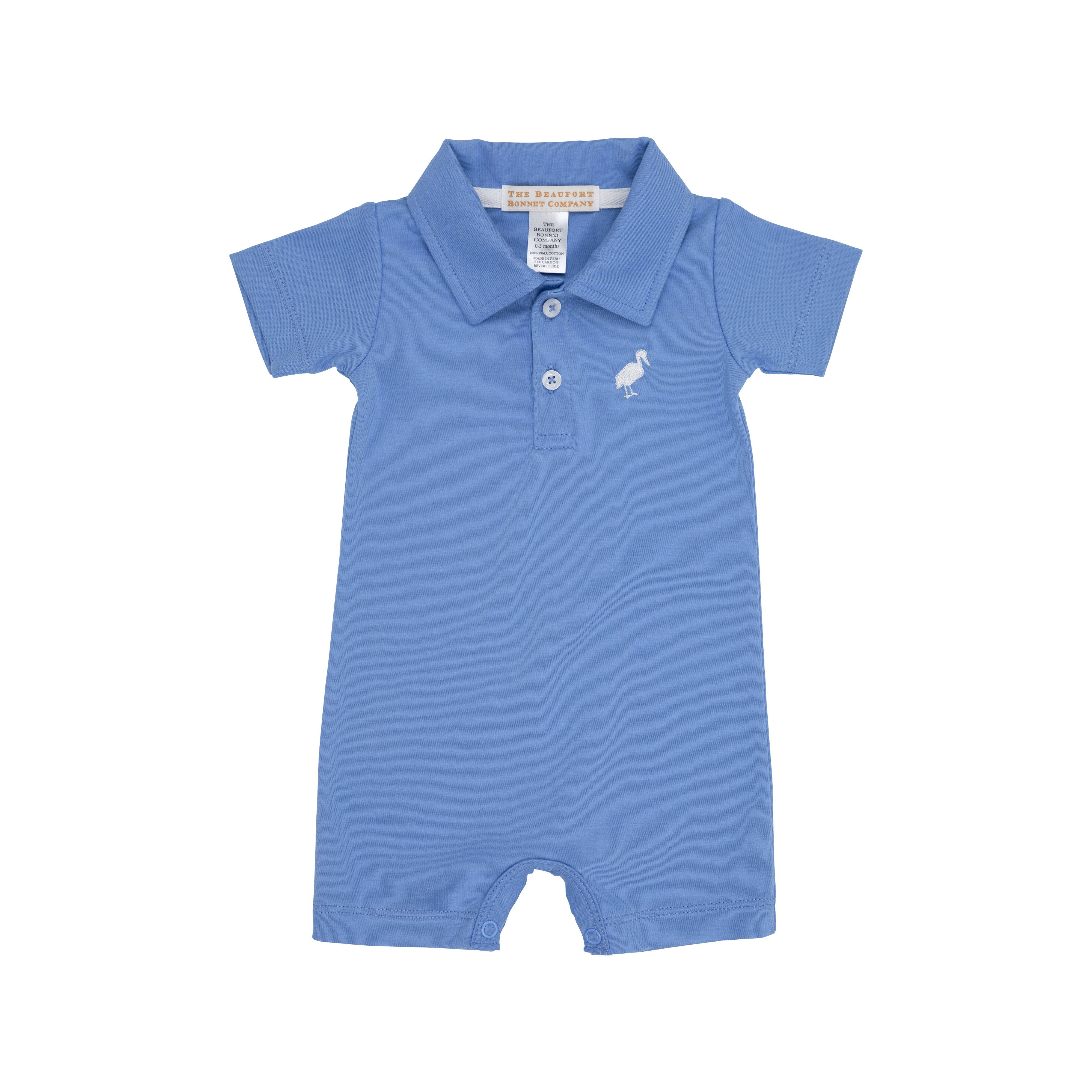 Sir Proper's Romper - Barbados Blue with Worth Avenue White Stork | The Beaufort Bonnet Company