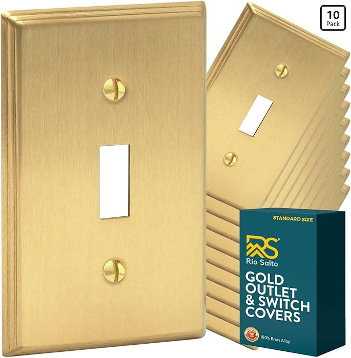 Rio Salto BRASS Brushed Brass Gold Metal Toggle Switch Plate Flip Switch Outlet Covers Light Swit... | Amazon (US)
