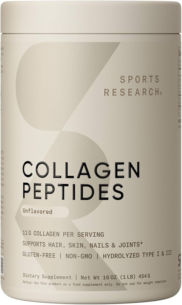 Sports Research Collagen Peptides - Hydrolyzed Type 1 & 3 Collagen Powder Protein Supplement for ... | Amazon (US)