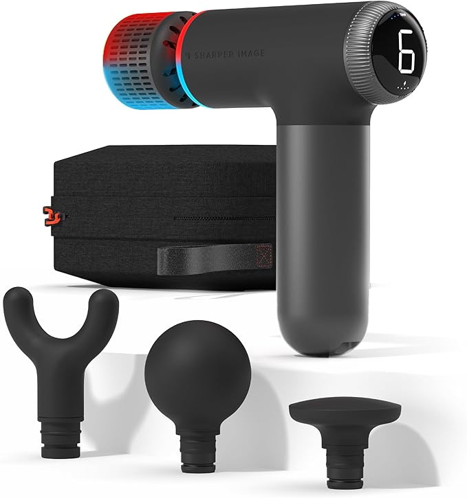 Sharper Image® Powerboost® Pro+ Hot & Cold Compact Deep Tissue Massage Gun - 6 Speed, 4 Attachm... | Amazon (US)