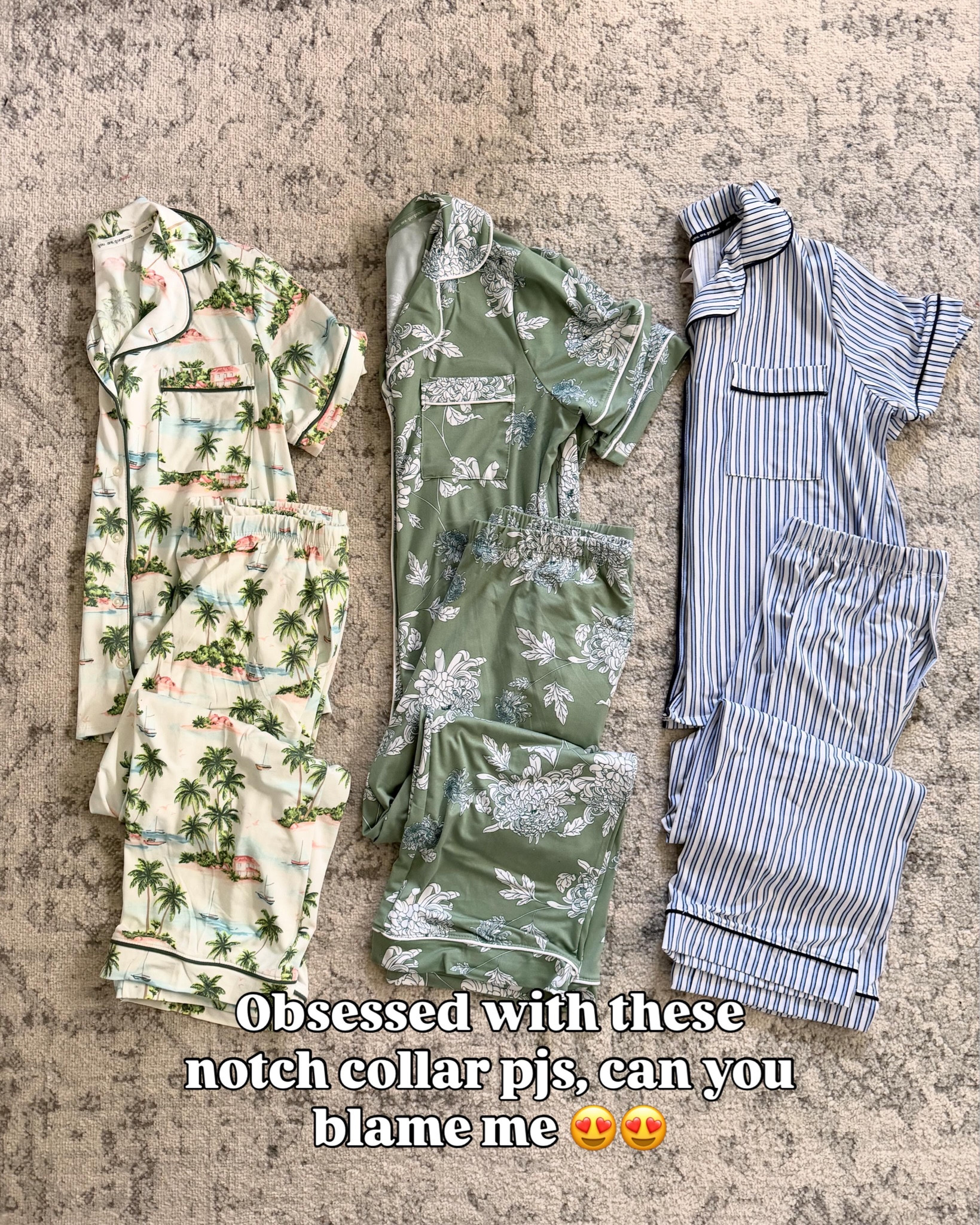 Summer pajamas at Walmart! These notch collar ones are super smooth and soft. Synthetic. Fit true to size and I’m a small. #walmartfashion