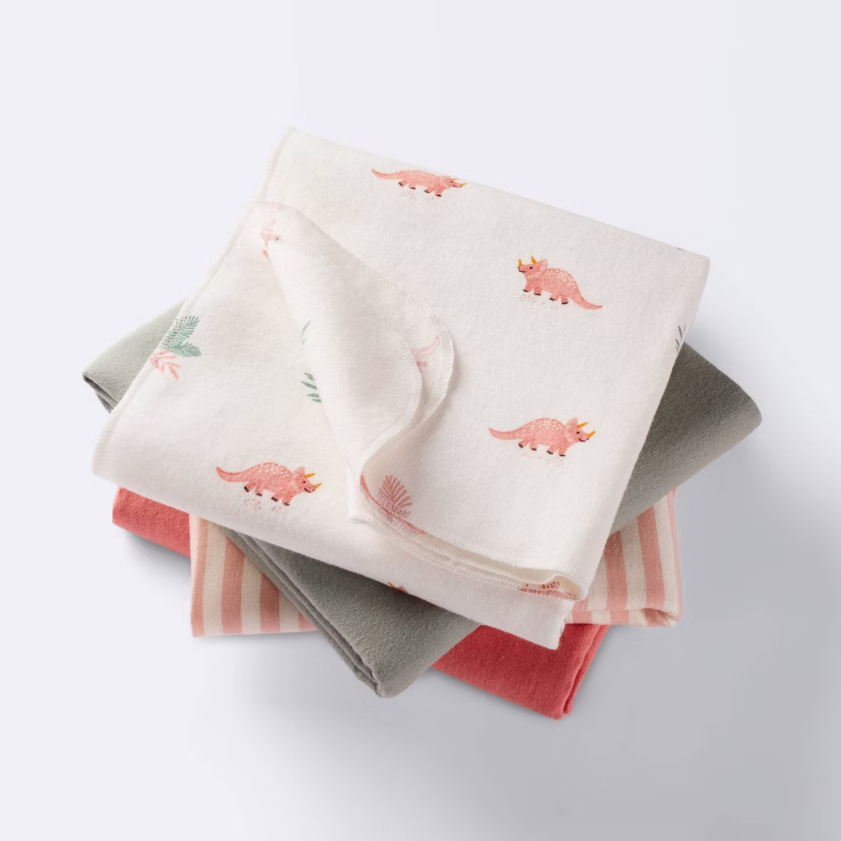 Flannel Baby Blanket - Coral Dinosaurs - 4pk - Cloud Island™ | Target