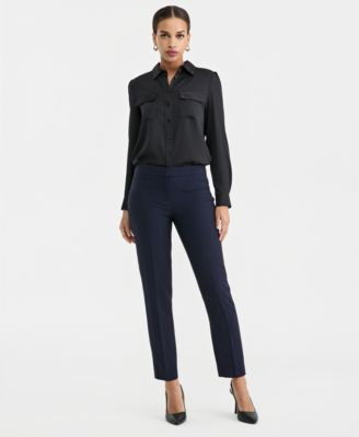 Bar Iii Women's Bi-Stretch Straight-Leg Dress Pants, Created for Macy's - Navy | Macy's