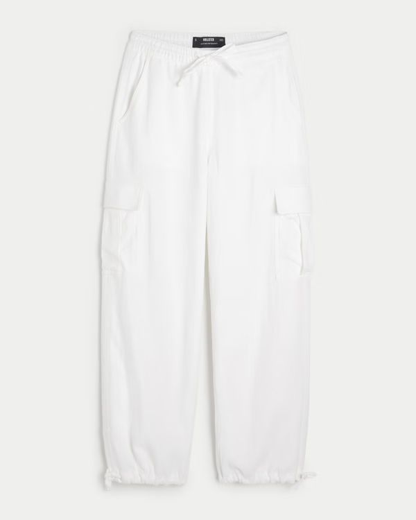 Women's Adjustable Rise Linen Blend Parachute Cargo Pants | Women's Sale | HollisterCo.com | Hollister (UK)