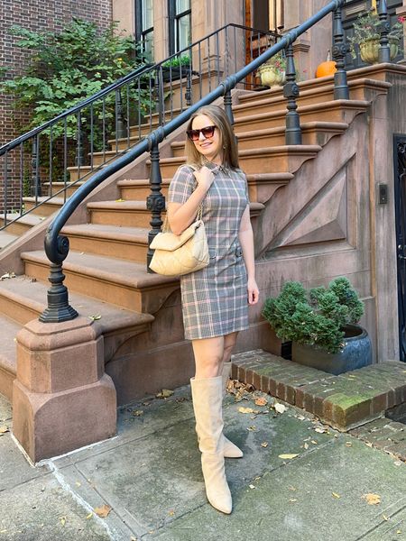Love this fall plaid dress and knee-high boots! Dress is an XS Petite and on sale under $60.

Boots are from last year’s Nordstrom sale, but linking some similar options below

#LTKfindsunder100 #LTKSeasonal #LTKworkwear