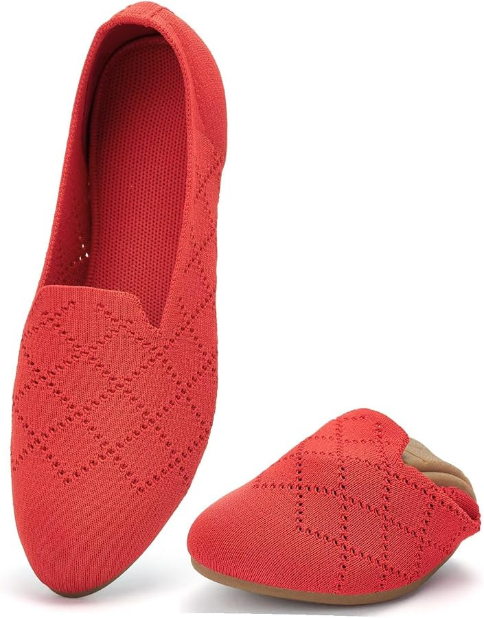 poemlady Women\u2019s Ballet Flat Shoes Dress Shoes Knit Round Toe Slip On Ballerina Walking Flat... | Amazon (US)