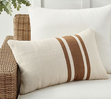 Modern Farmhouse Striped Outdoor Lumbar Pillow | Pottery Barn (US)