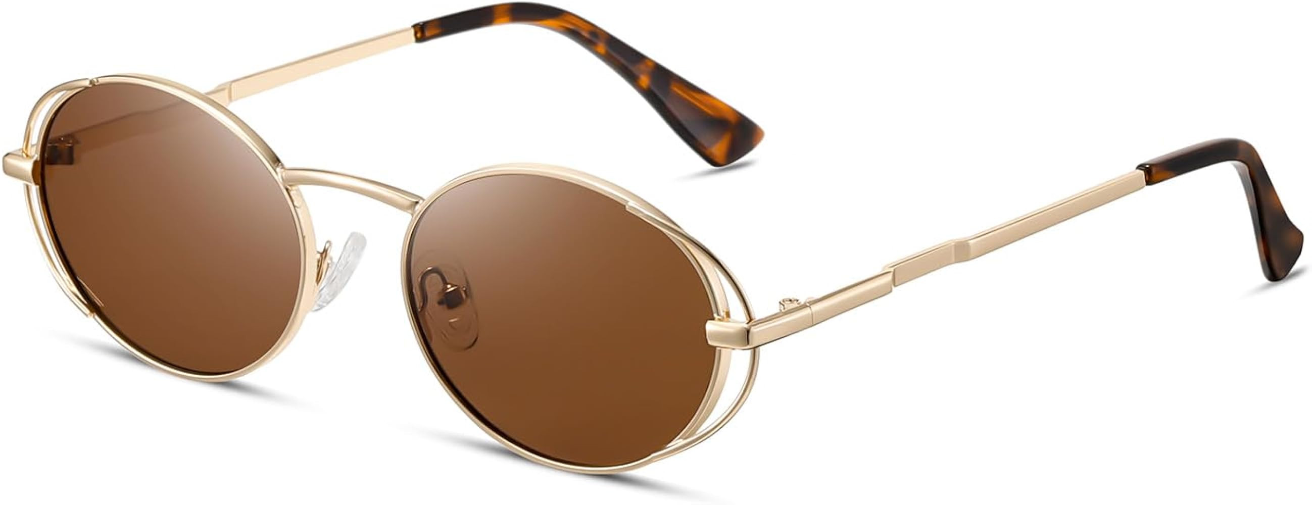 Retro Round Sunglasses for Men Women 90s Sunglasses Small Oval Metal Frame Sun Glasses | Amazon (US)