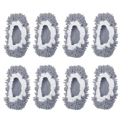 Unique Bargains Washable Multifunctional Floor Cleaning Chenille Mop Slippers Grey 8 Pcs | Target