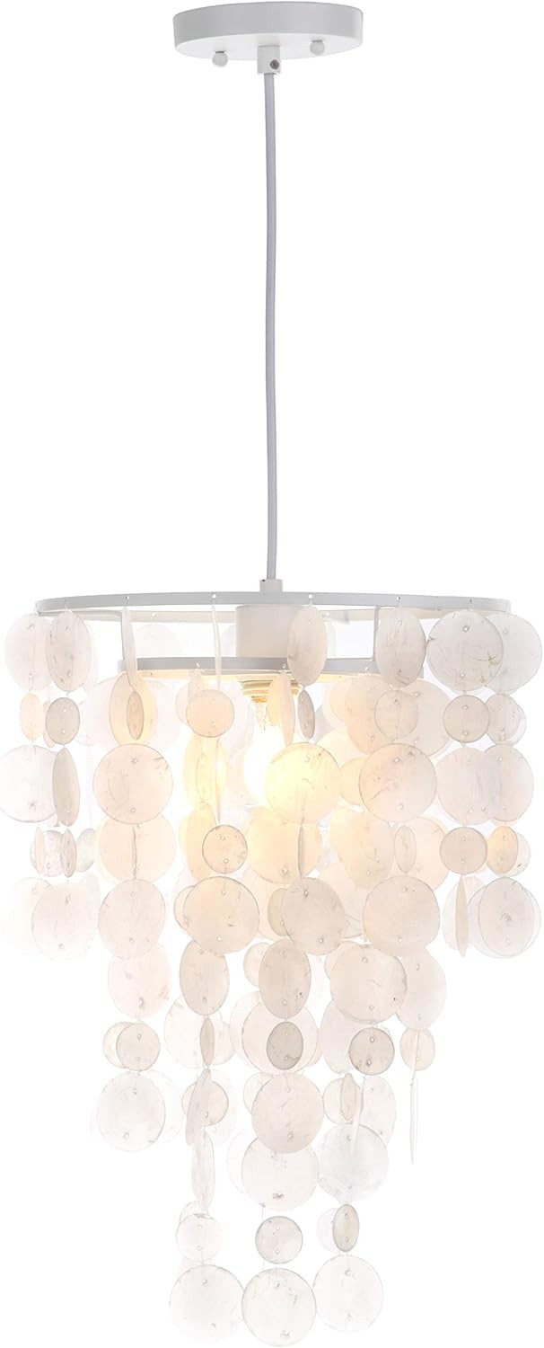 SAFAVIEH Lighting Collection Pearl Capiz Sea Shell Boho Coastal White 13-inch Diameter 1-light Ad... | Amazon (US)