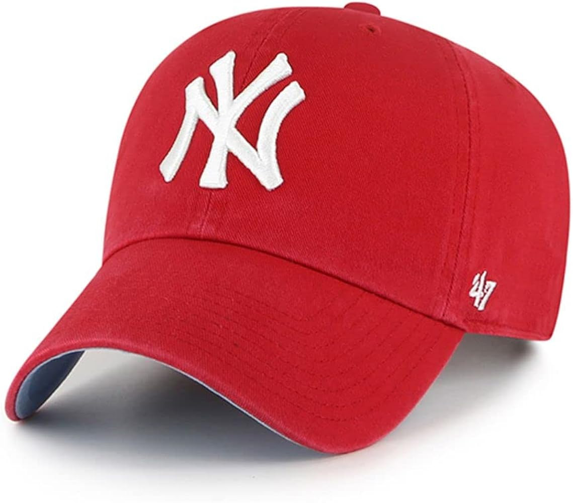 '47 New York Yankees Ballpark Clean Up Dad Hat Baseball Cap - Red/Blue Bottom, Red, White, Blue | Amazon (US)