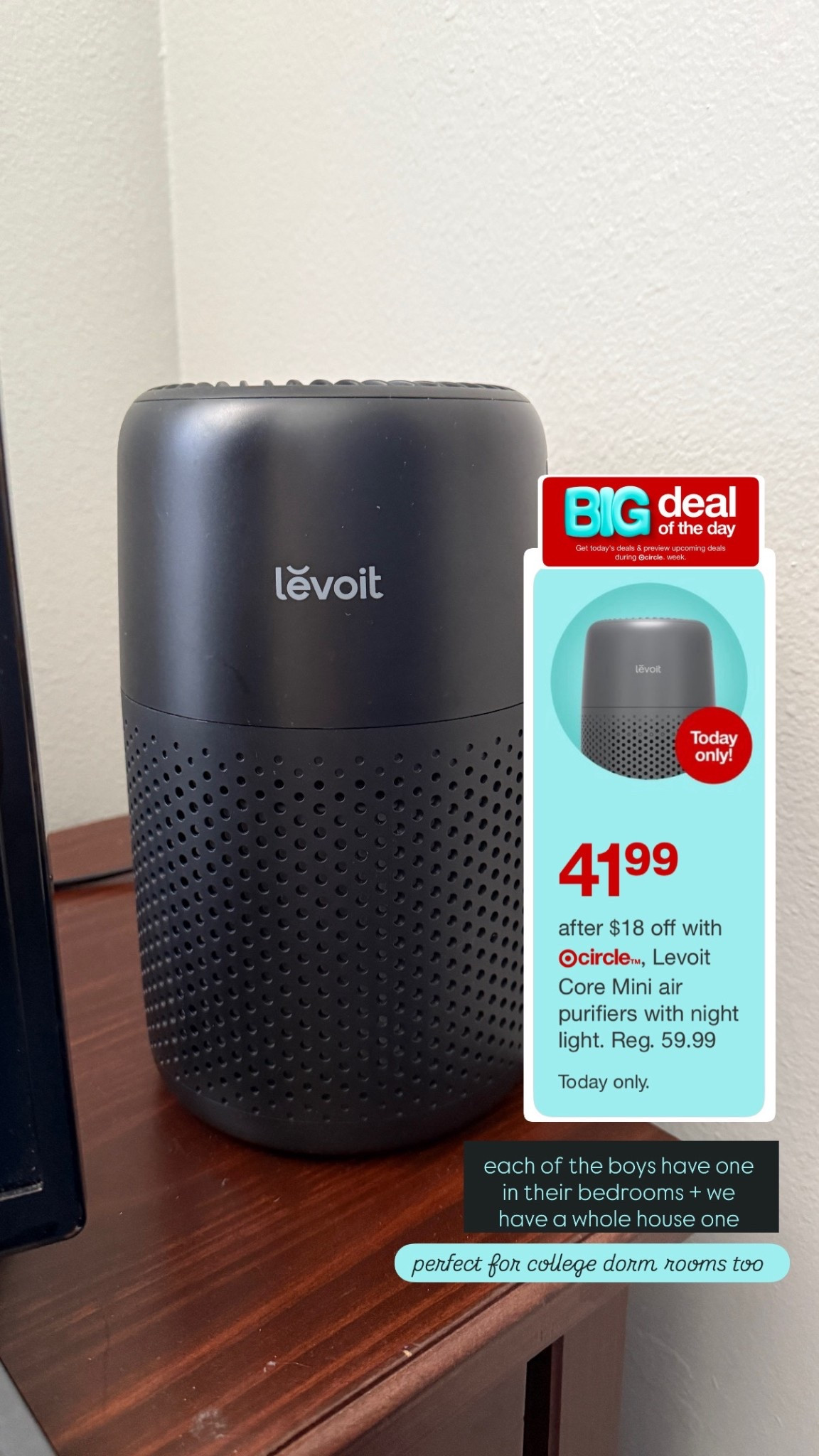 we have one of these in each bedroom in the house and they’re PERFECT for college dorm rooms 

#college #dormroom #dormessentials #cleanair #cleanliving

#LTKHome #LTKSaleAlert