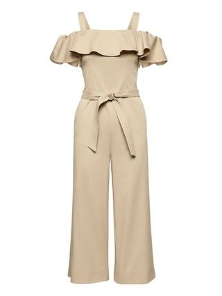 Twill Off-the-Shoulder Cropped Jumpsuit | Banana Republic US