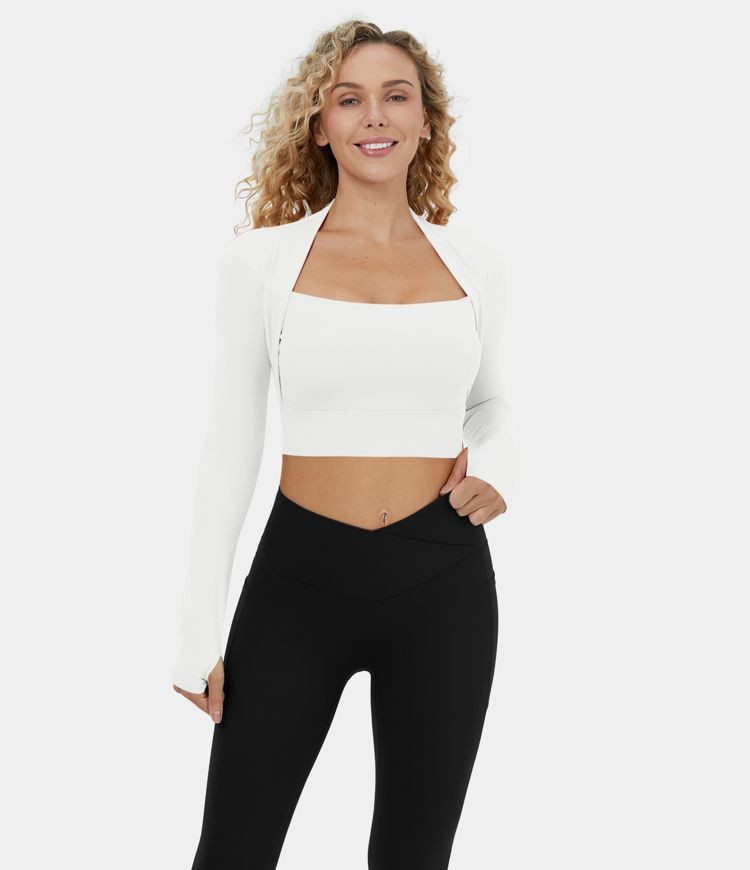 Women's Cloudful™ Long Sleeve Thumb Hole Cropped Yoga Sports Top - HALARA | HALARA