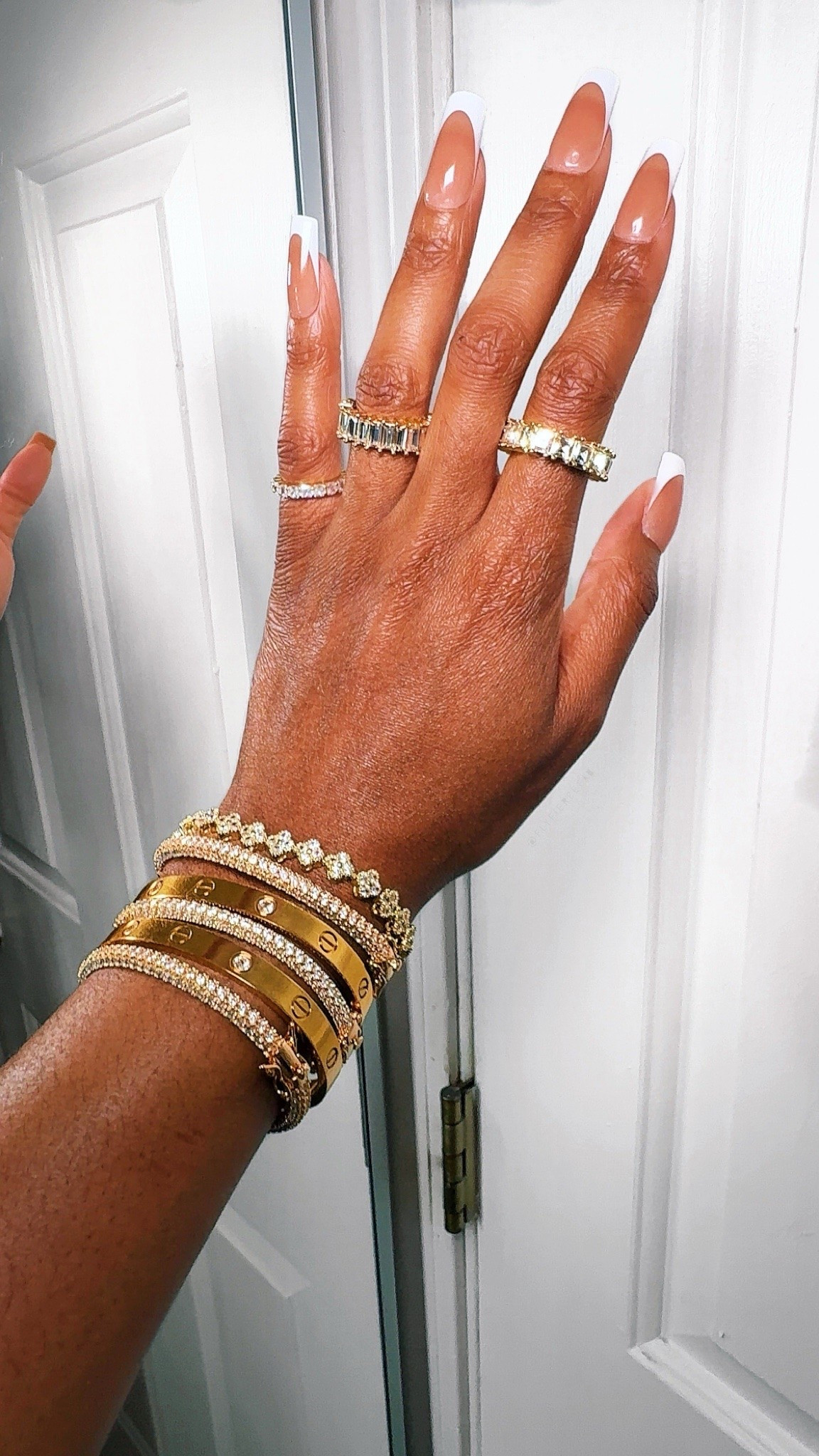 This is my go to gold bracelet stack that I throw on when I want to elevate my outfits💎✨

I love the gold rhinestone bangles by Barzel from Amazon, they are waterproof and tarnish proof 🙌🏾😍. This makes the perfect gold bracelets to style with my summer outfits and vacation outfits without having to worry about if they’ll get messed up. ￼