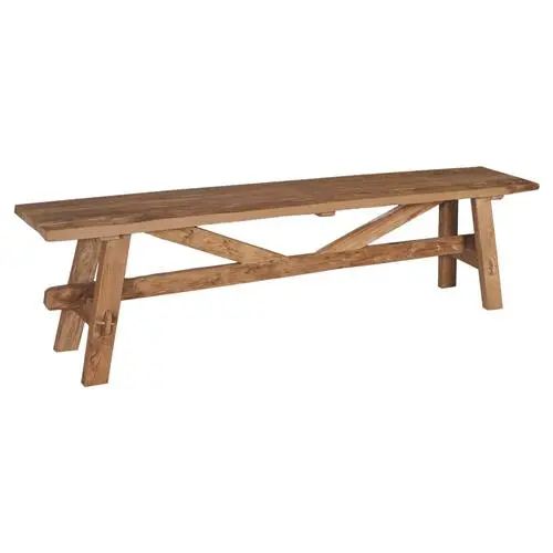 Danna Rustic Brown Reclaimed Teak Wood Bench - Large | Kathy Kuo Home