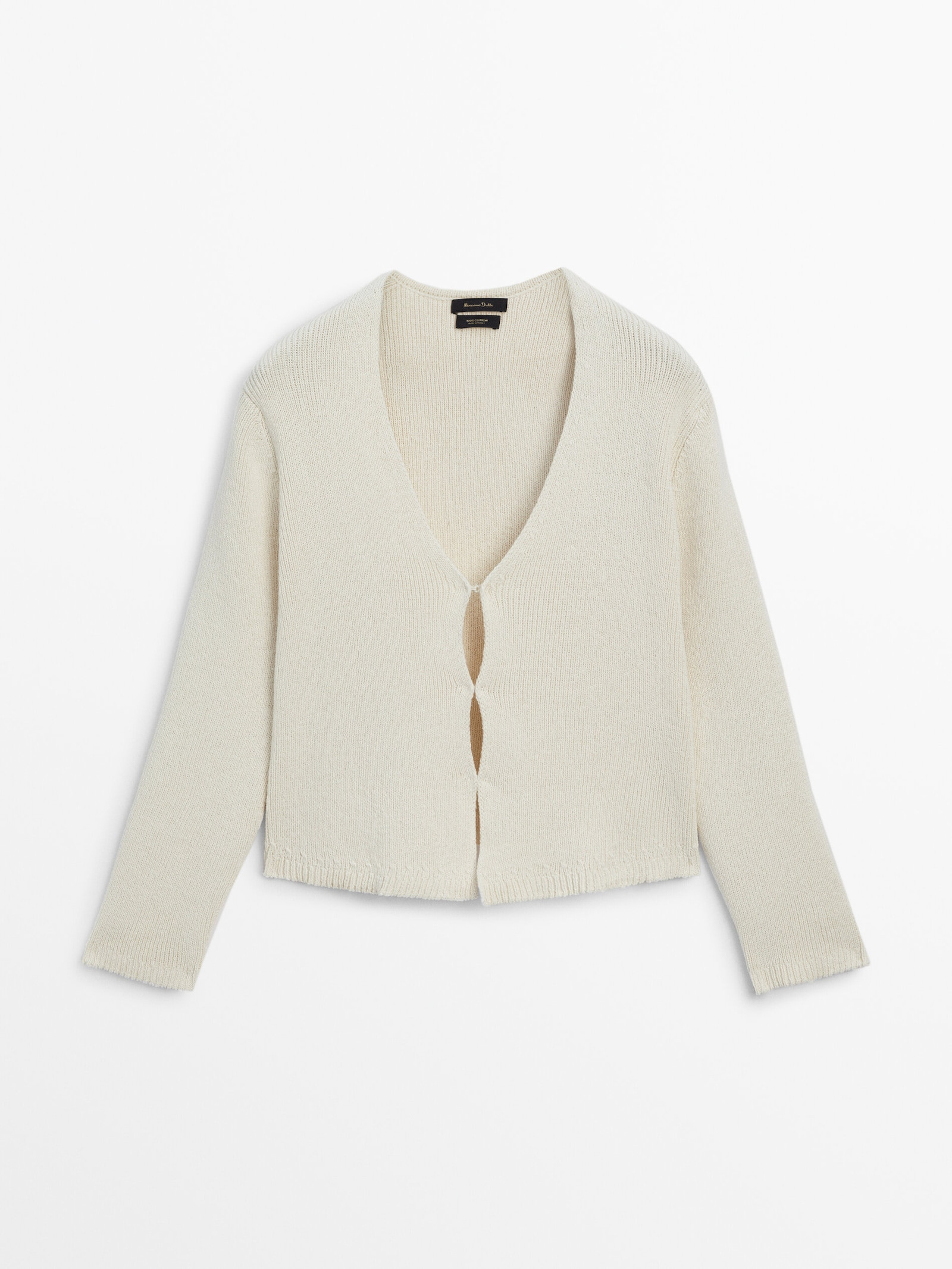 Knit cardigan with hook fastenings | Massimo Dutti UK