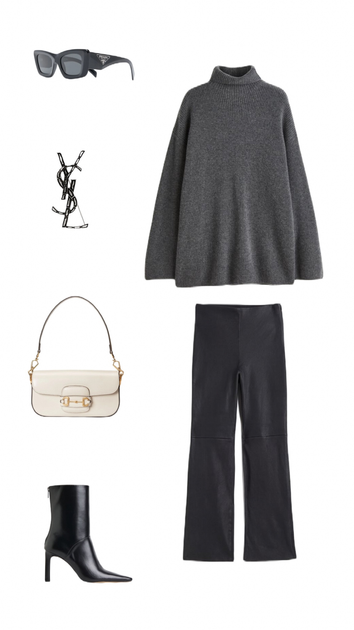Look of the day. Grey autumn look. Sweater H&M. Gucci bag. H&M heels, Prada Sunglasses. Leather pants. 

#LTKFind #LTKstyletip #LTKfit