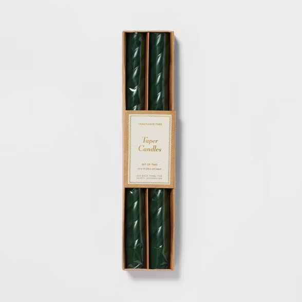 2pk Wax Decorative Holiday Rope Taper Candle - Threshold™ | Target
