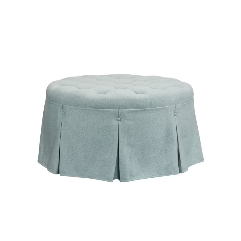 32" Terri Skirted Tufted Round Ottoman Blue - Martha Stewart | Target