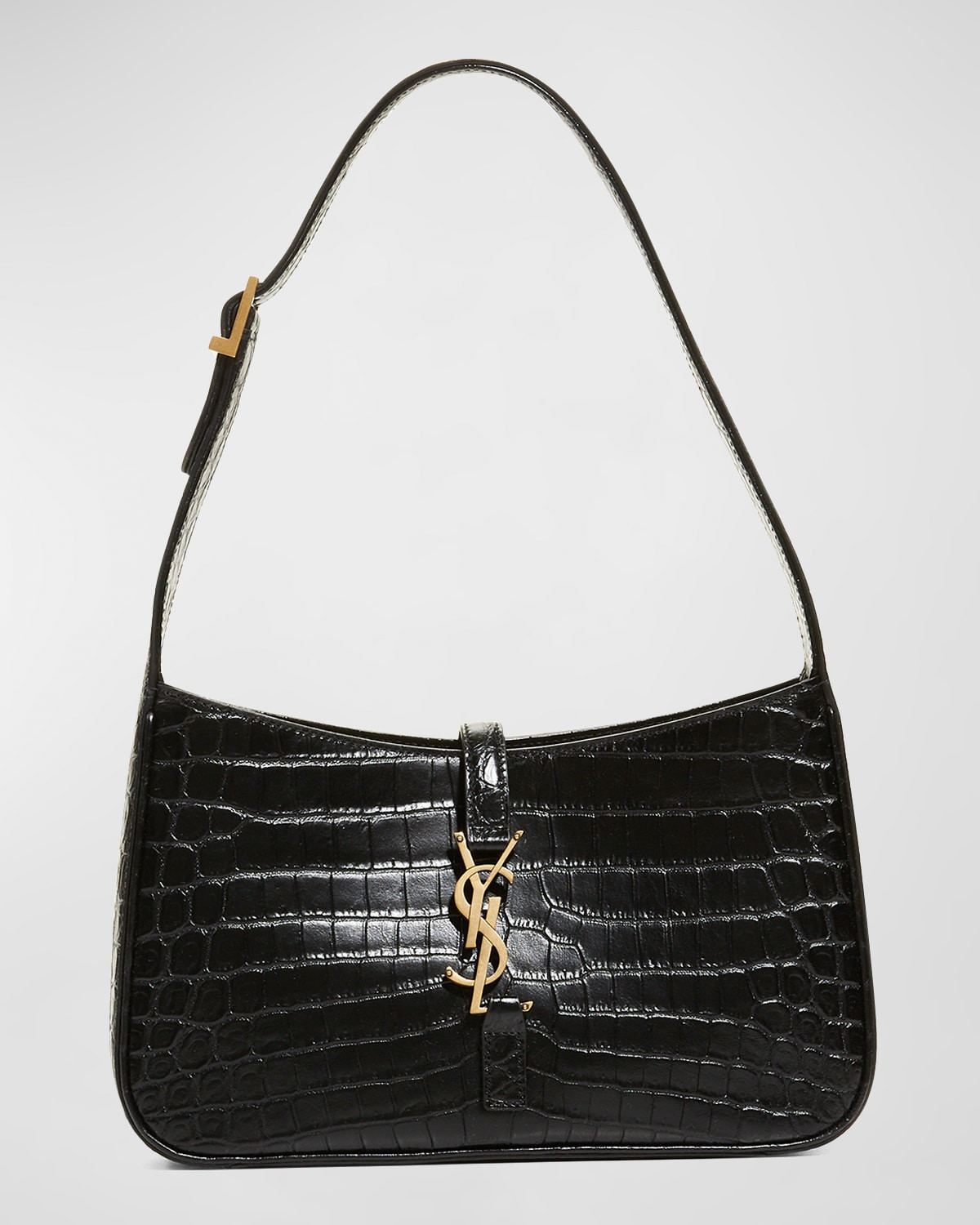 Le 5 A 7 YSL Shoulder Bag in Croc-Embossed Leather | Neiman Marcus