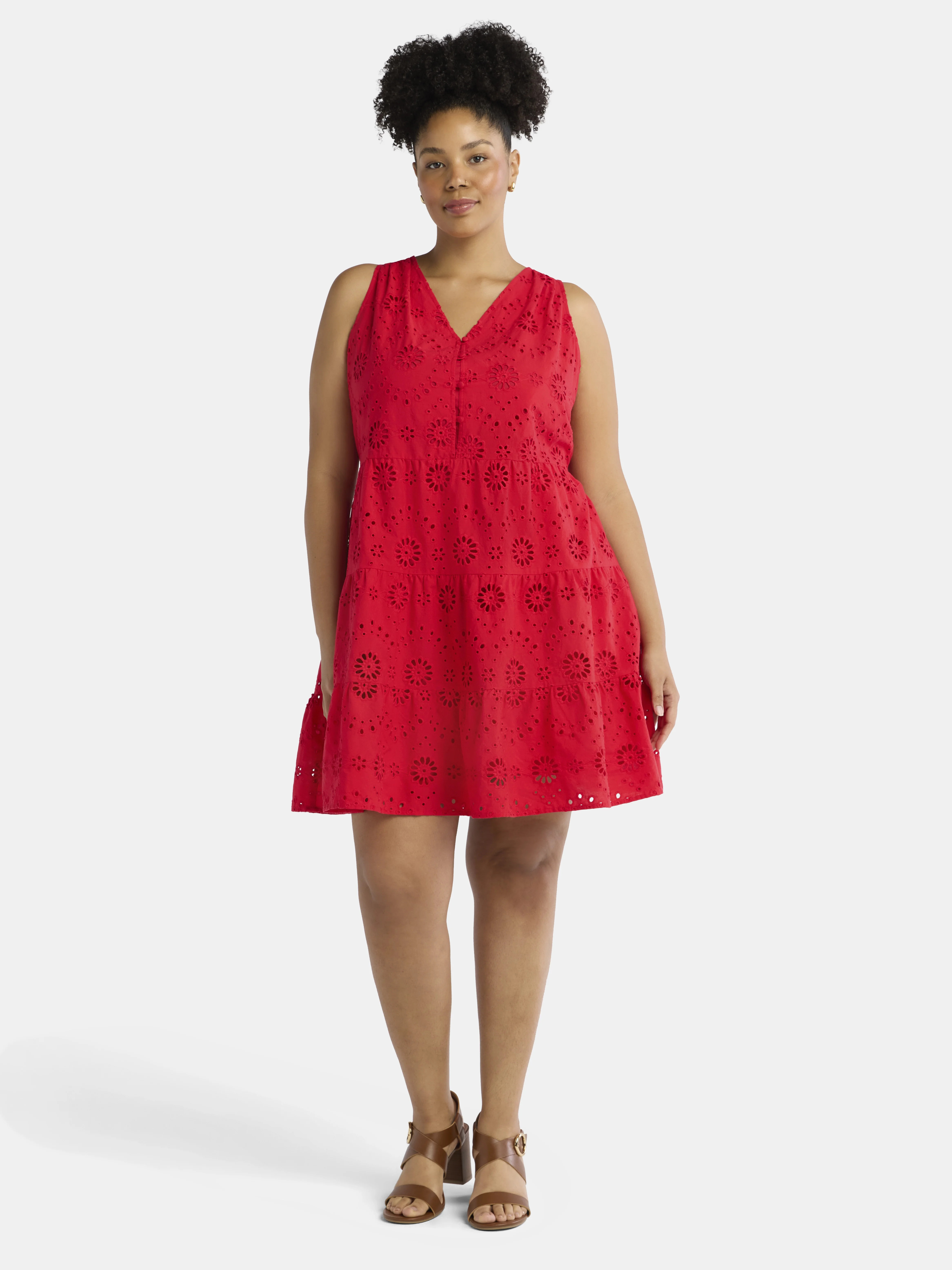 Time and Tru Women's Sleeveless Eyelet Dress, Sizes XS-XXXL | Walmart (US)