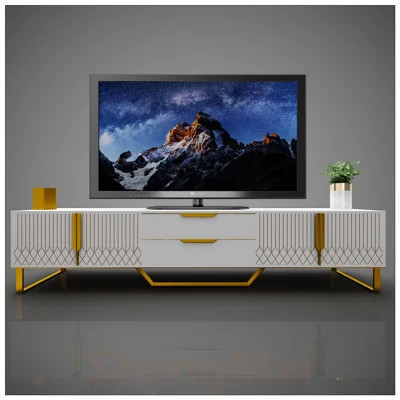 TV Console with Spacious Storage, Carved Design, and Metal Legs for Modern Living Rooms and Bedrooms | Wayfair North America