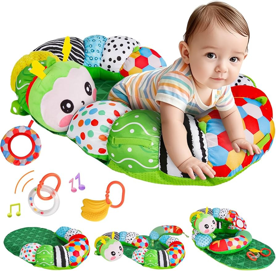 3-in-1 Tummy Time Pillow for Baby 0-6 Months, Detachable Caterpillar Tummy Time Playmat for Newbo... | Amazon (US)