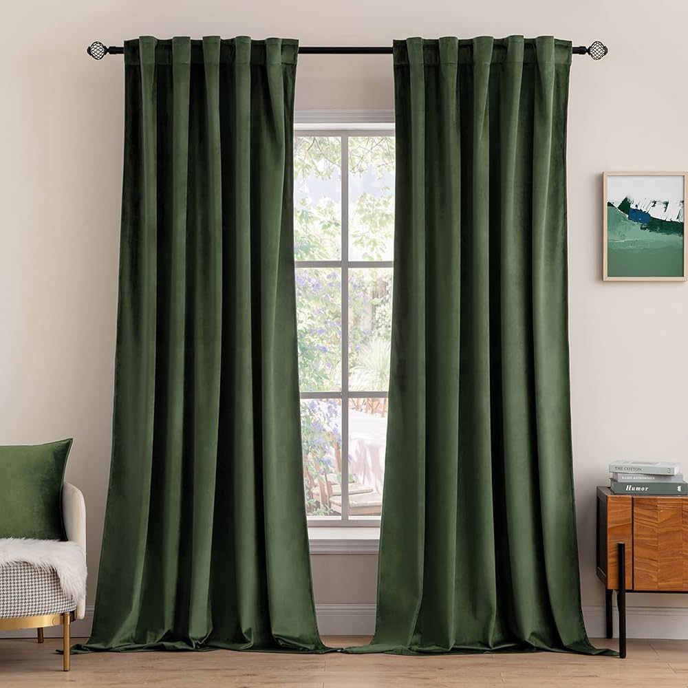 MIULEE Velvet Curtains 90 inches 2 Panels - Luxury Blackout Curtains for Bedroom Living Room Ther... | Amazon (US)