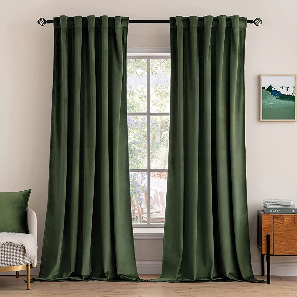 MIULEE Velvet Curtains 96 inches - Luxury Blackout Curtains for Bedroom Living Room Thermal Insul... | Amazon (US)