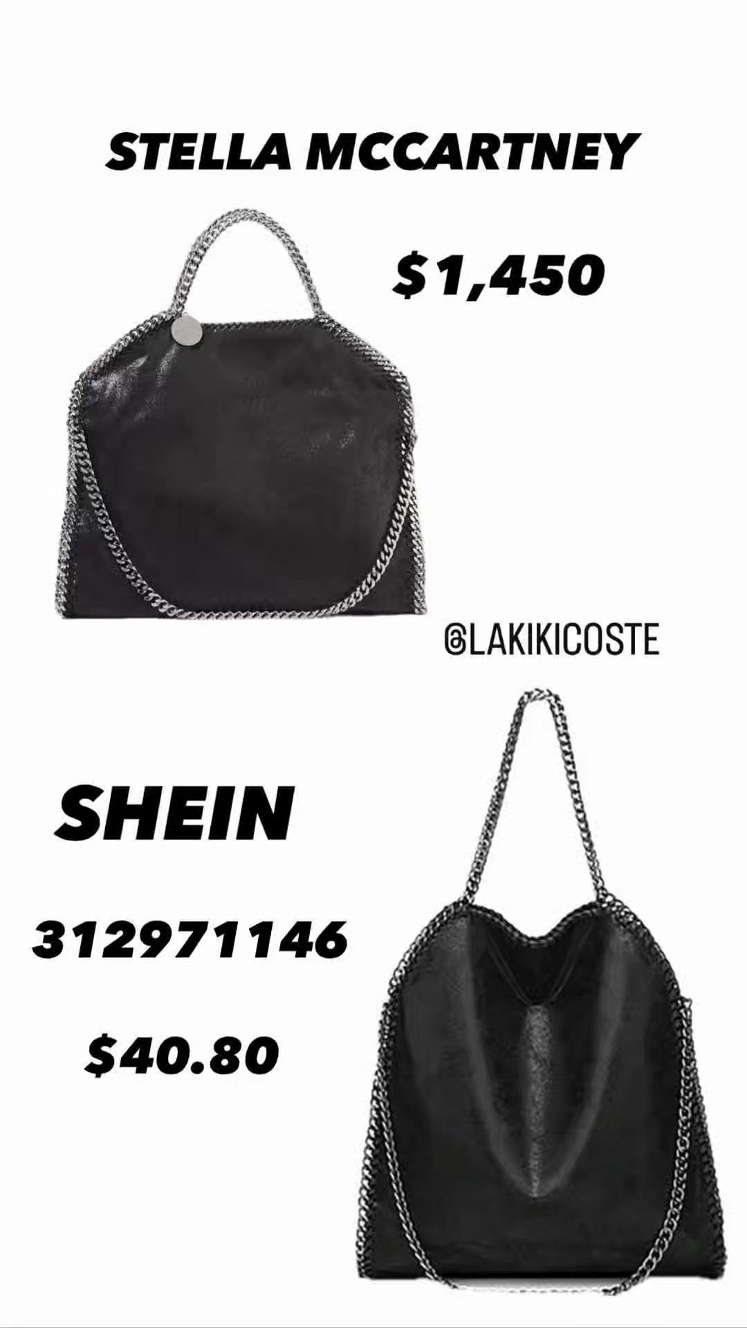 Designer handbags vs Shein