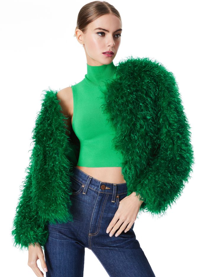 JERRIE COLLARLESS FAUX FUR COAT | Alice + Olivia