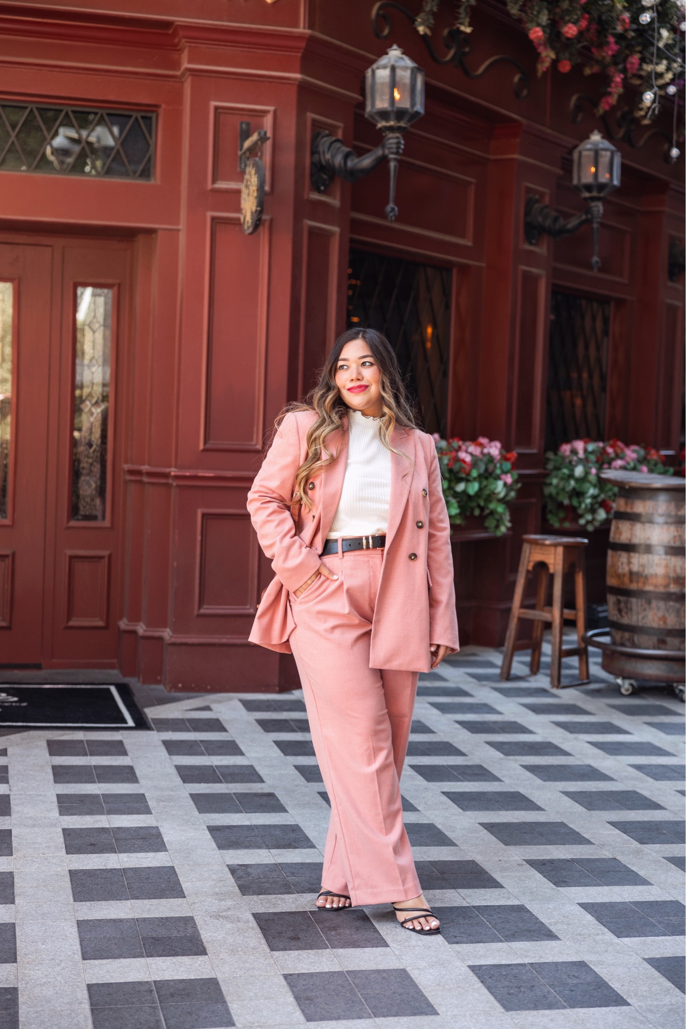 Brushed Flannel Double Breasted Blazer - wearing petite size 10
Peyton Trouser Pants in Brushed Flannel - wearing petite size 10
Pointelle Ribbed Ruffle Top - wearing petite large

fall outfits, pink outfit, pink suit, pink power suit, pink blazer, pink pants, barbie outfit, loft haul, loft outfit, loft fashion, loft outfits, pink workwear, pink office wear, pink work outfit, pink office outfit, teacher outfits, fall outfit, white top, flutter sleeve top, fall style, fall fashion, fall look, teacher style, teacher fashion, midsize fashion, midsize look, midsize outfit, midsize style, pink trousers, barbie style, pink style, gold belt, gold buckle belt, brown camera bag 

#LTKCon #LTKSeasonal #LTKmidsize