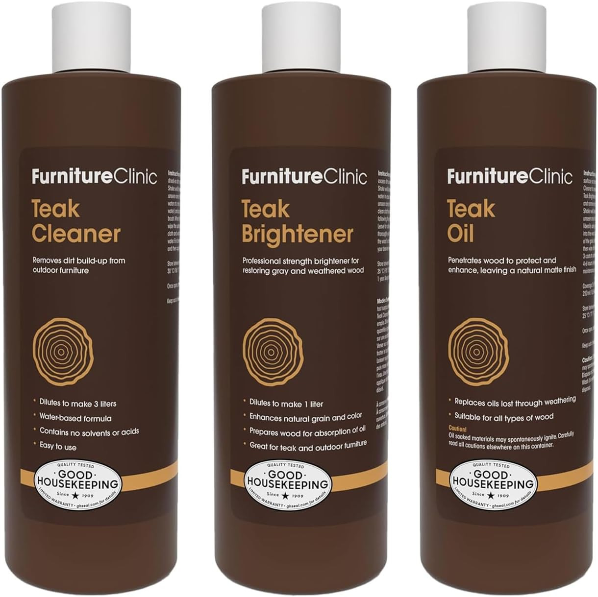 Furniture Clinic Teak Care Kit, Contains Cleaner, Brightener and Oil | Amazon (US)