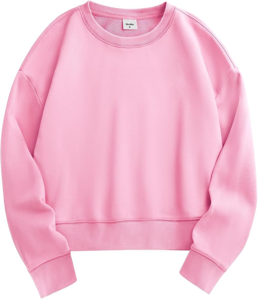 Stelle Cropped Sweatshirts for Women Cotton Long Sleeve Crop Tops Crewneck Pullover Oversized Swe... | Amazon (US)