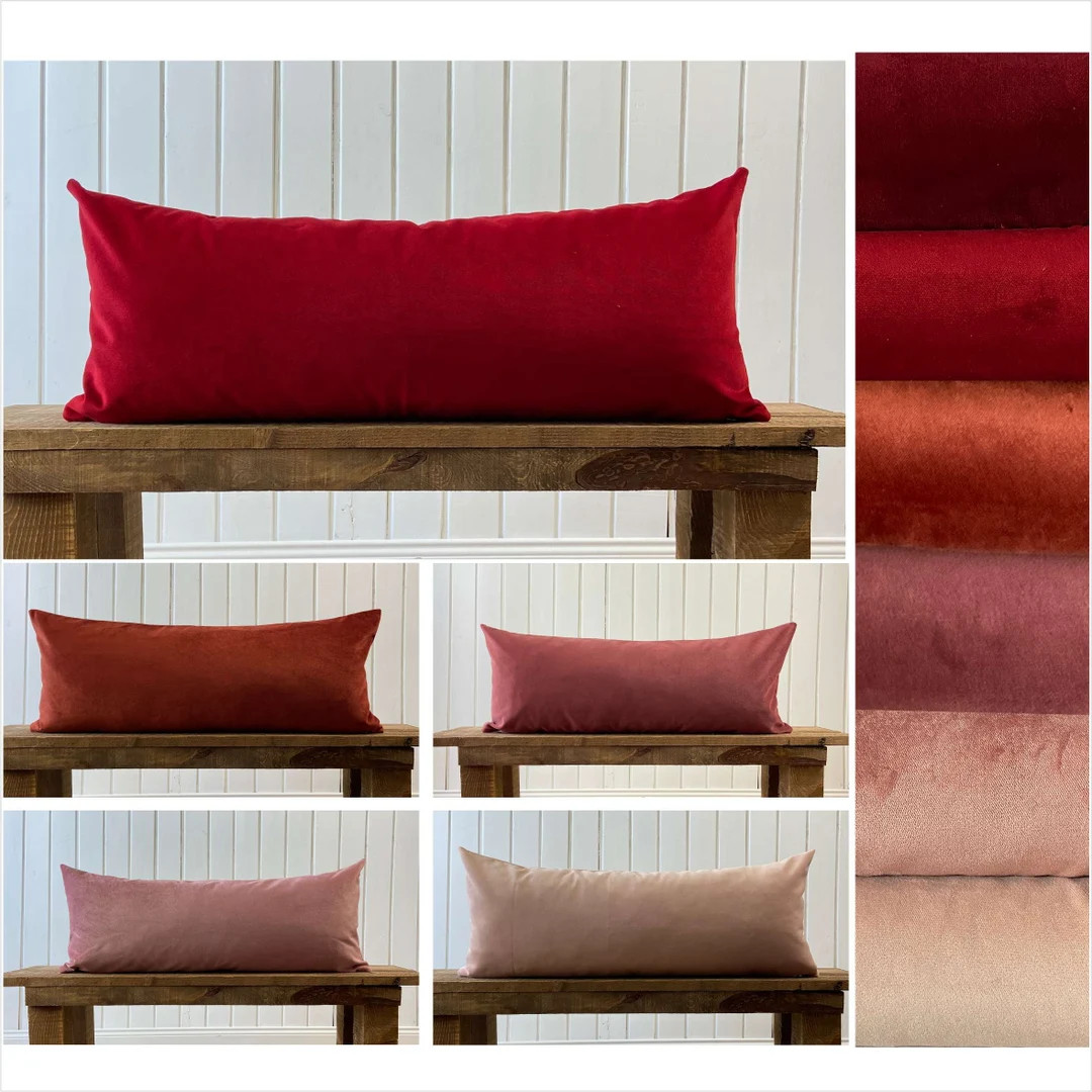 Wine Red Velvet Lumbar Pillow Cover: Custom Size Body Pillow | Etsy (US)