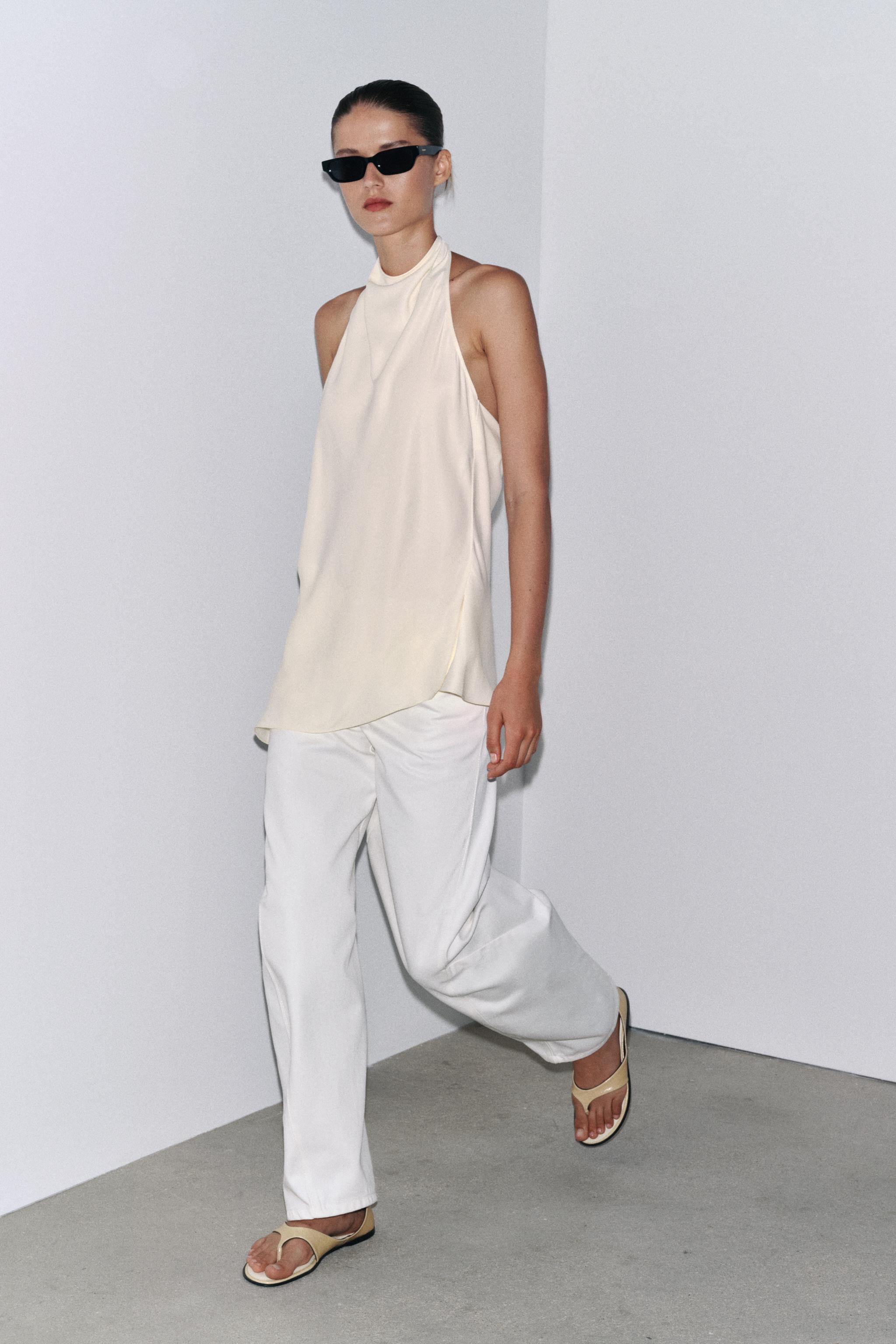 ZW COLLECTION SATIN HALTER TOP | Zara UK