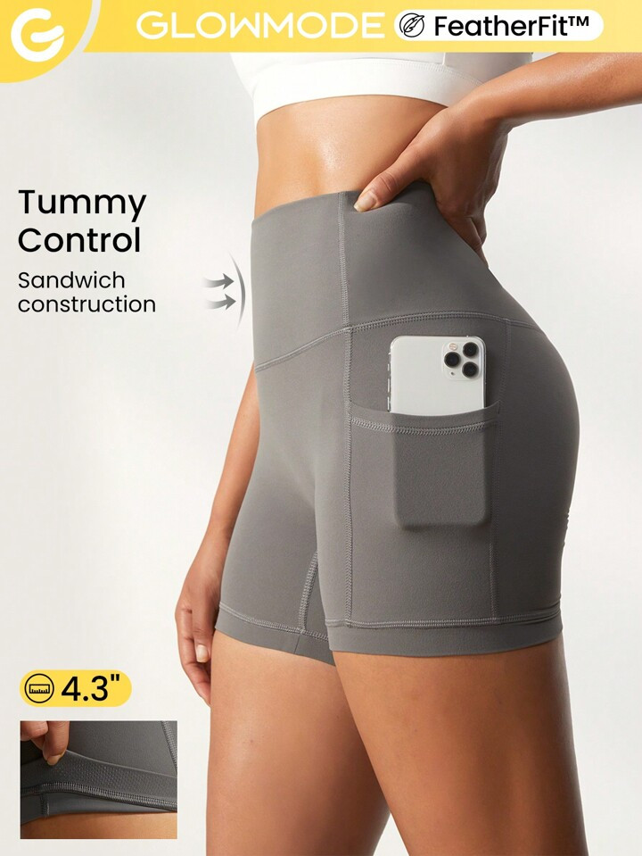 GLOWMODE 4.3" FeatherFit™ Anti Roll-Down Pocket Bike Shorts Non Front Seam Breathable Cycling R... | SHEIN