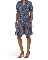 Ruffle Neck Puff Sleeve Peasant Mini Dress | Marshalls