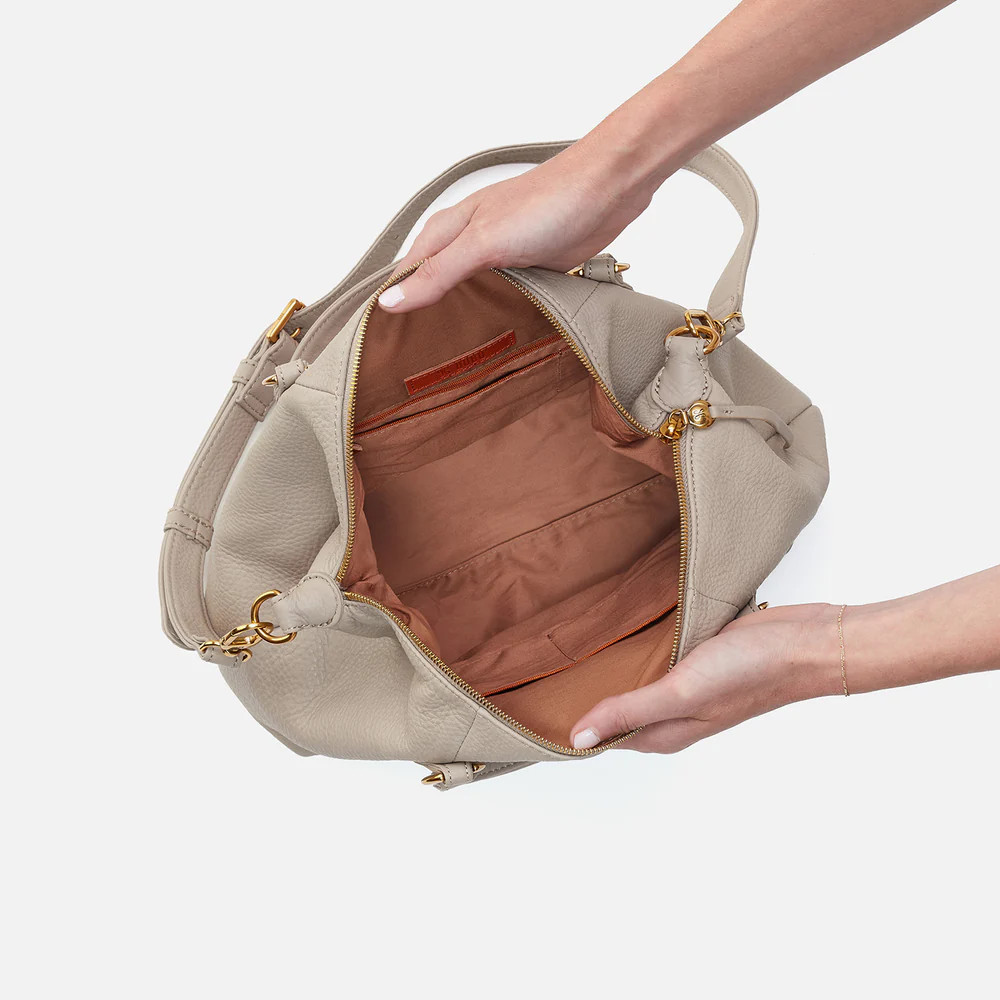 Harley Satchel In Pebbled Leather - Taupe | HOBO Bags