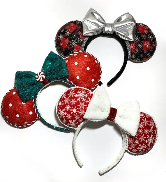 Peppermint Minnie Ears Snowflake Minnie Ears Plaid Minnie | Etsy | Etsy (US)
