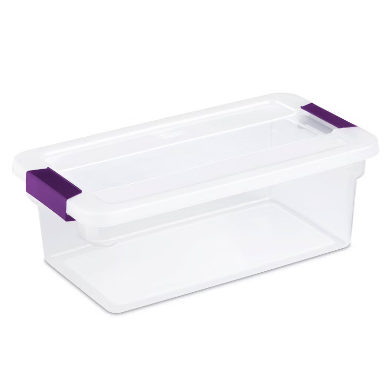 Sterilite 6 Qt Clear View Box Clear with Latches Purple | Target