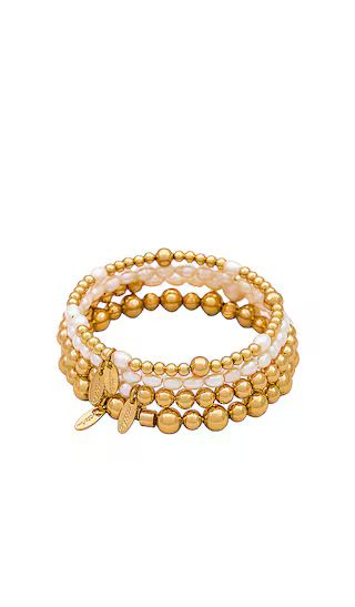 Beaded Bracelet Set in Gold | Revolve Clothing (Global)